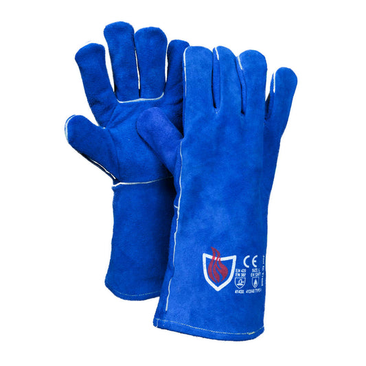 Flame Heat Resistant Leather Welding Gloves, Royal Blue