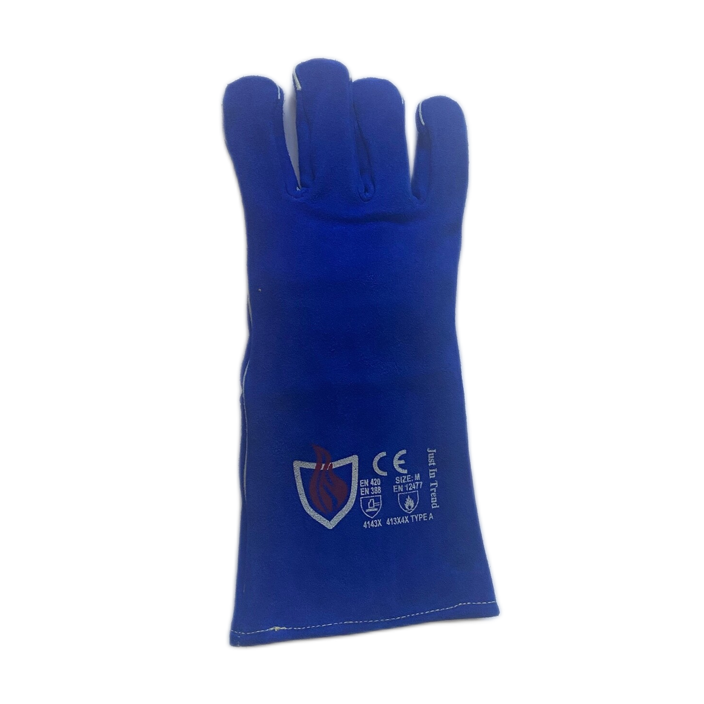 Flame Heat Resistant Leather Welding Gloves, Royal Blue