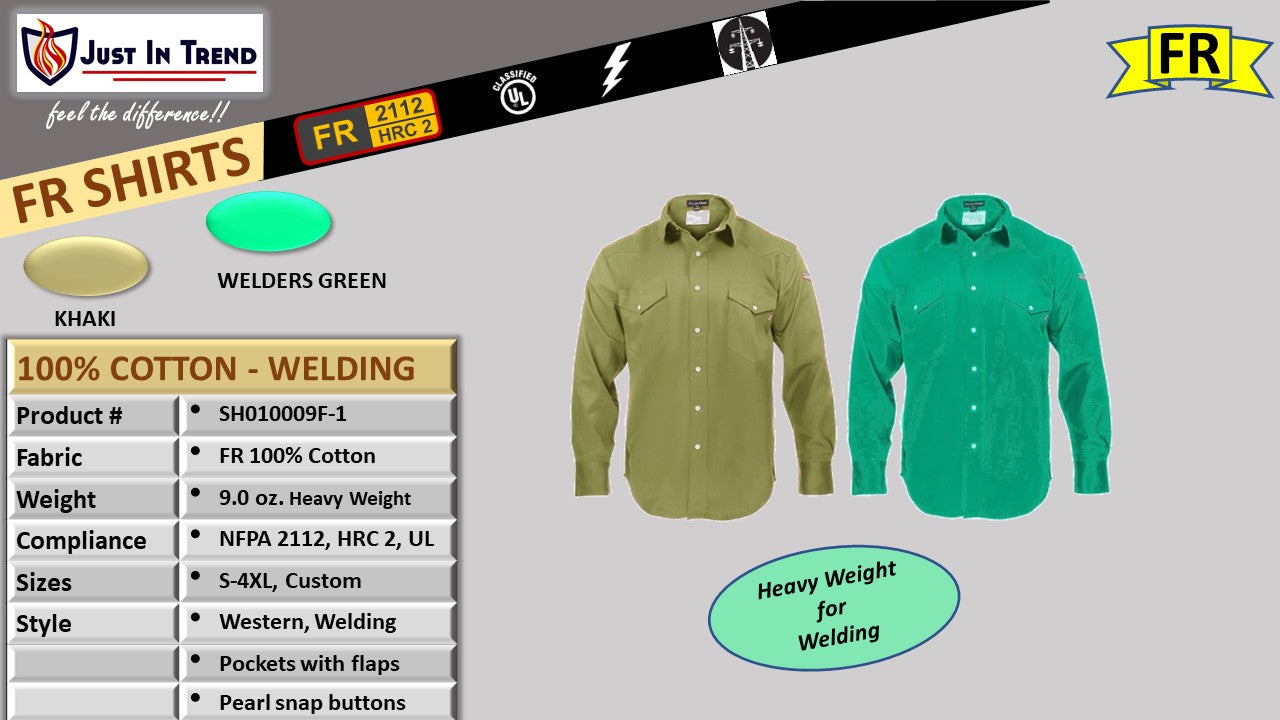 Flame Resistant Welding Shirt - 100% C - 9 oz