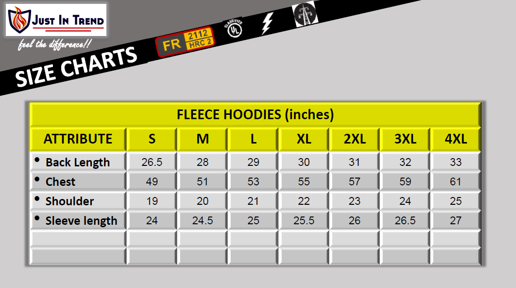 Flame Resistant Fleece Hoodies 100%C - 12 oz