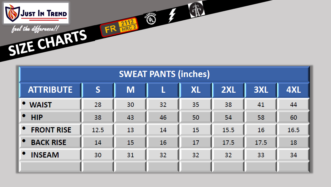 Flame Resistant Sweatpants - 100%C - 12oz