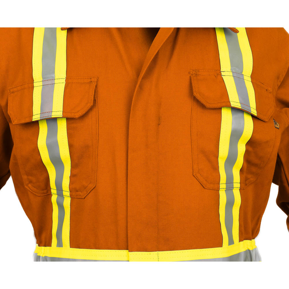 Flame Resistant Hi Vis Coverall with Leg Zipper