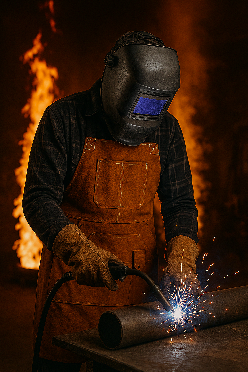 Flame/Heat Resistant Heavy Duty Genuine Cowhide Leather Welding Work Apron/Bib
