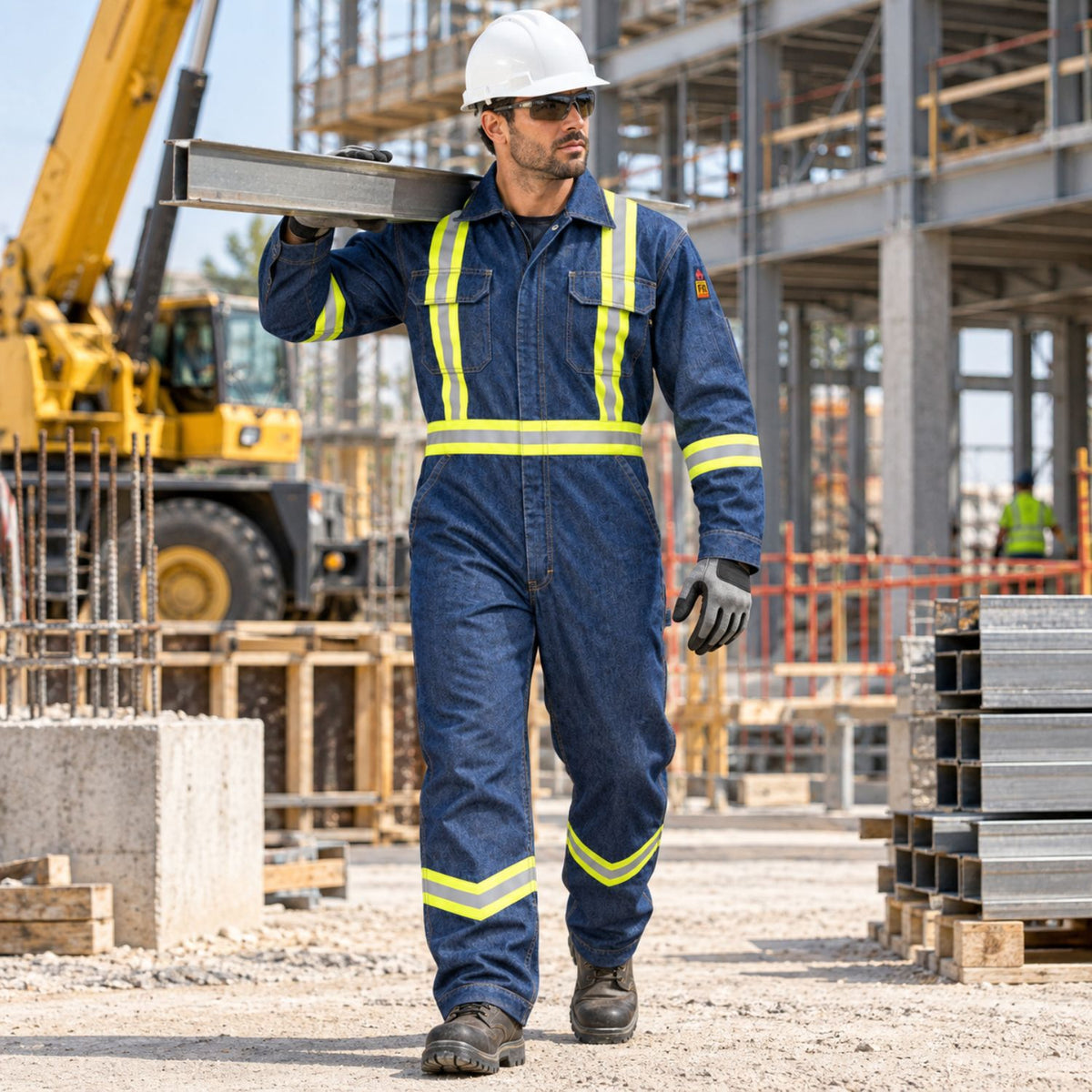 Flame Resistant Hi Vis Coverall with Leg Zipper