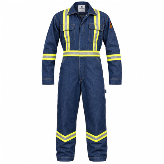 Flame Resistant Hi Vis Coverall with Leg Zipper