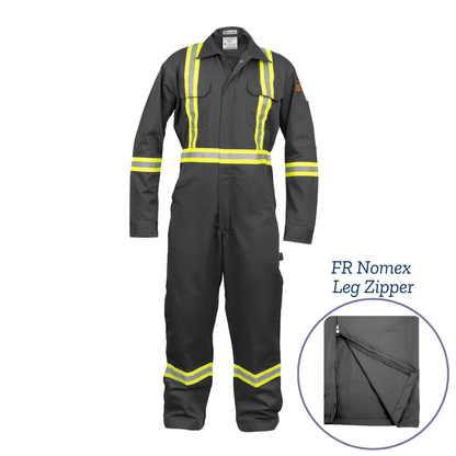 Flame Resistant Hi Vis Coverall with Leg Zipper