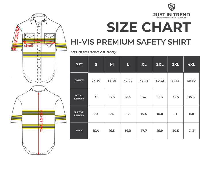 Premium Class 3 High Visibility Hi Vis Safety Shirt - Half Sleeve - 65 ...