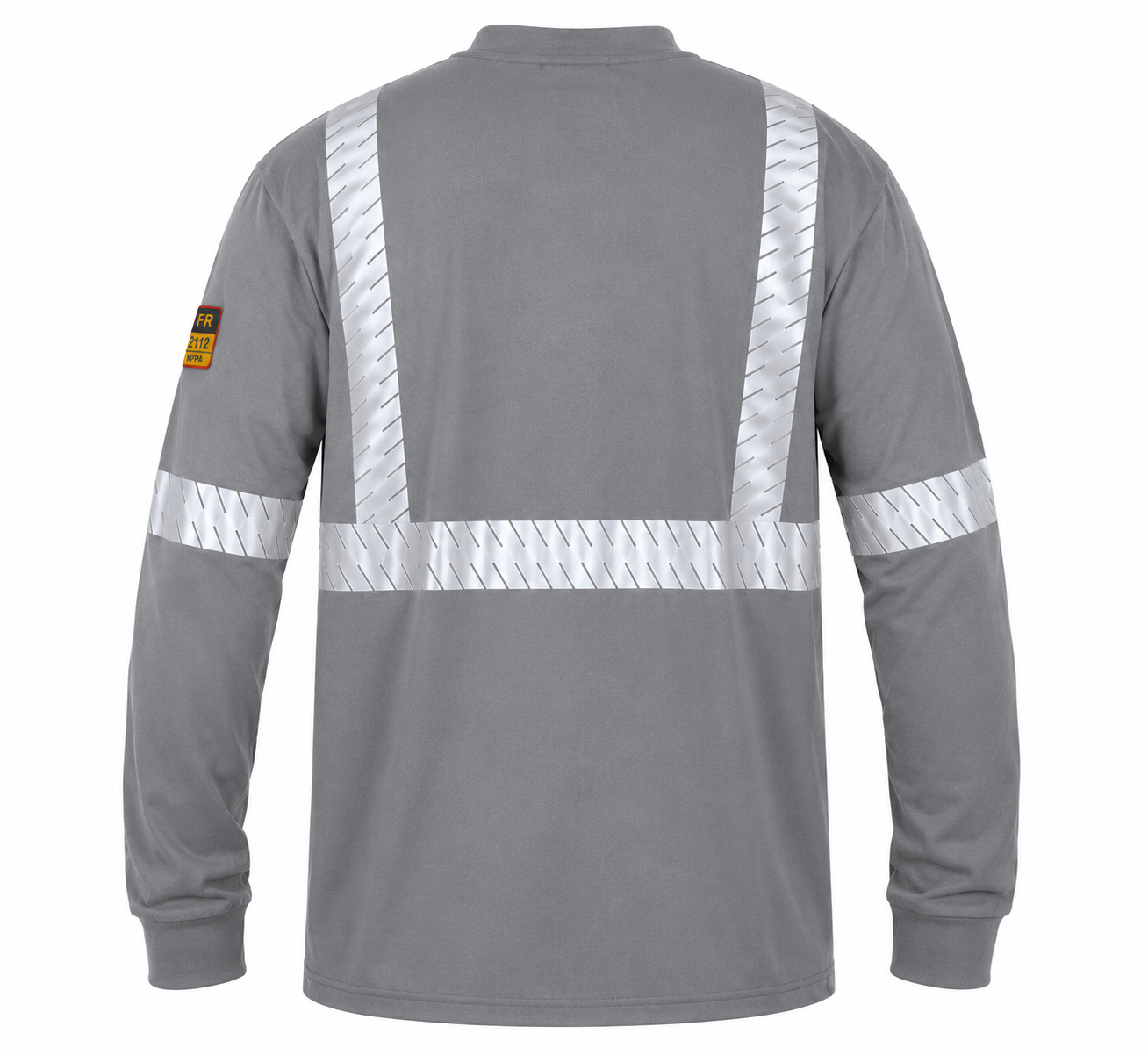 Flame Resistant High Visibility FR Hi Vis Reflective Henley Style T-Shirt  – 100% Cotton – 7 oz