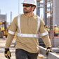 Flame Resistant High Visibility FR Hi Vis Reflective Henley Style T-Shirt  – 100% Cotton – 7 oz
