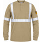 Flame Resistant High Visibility FR Hi Vis Reflective Henley Style T-Shirt  – 100% Cotton – 7 oz