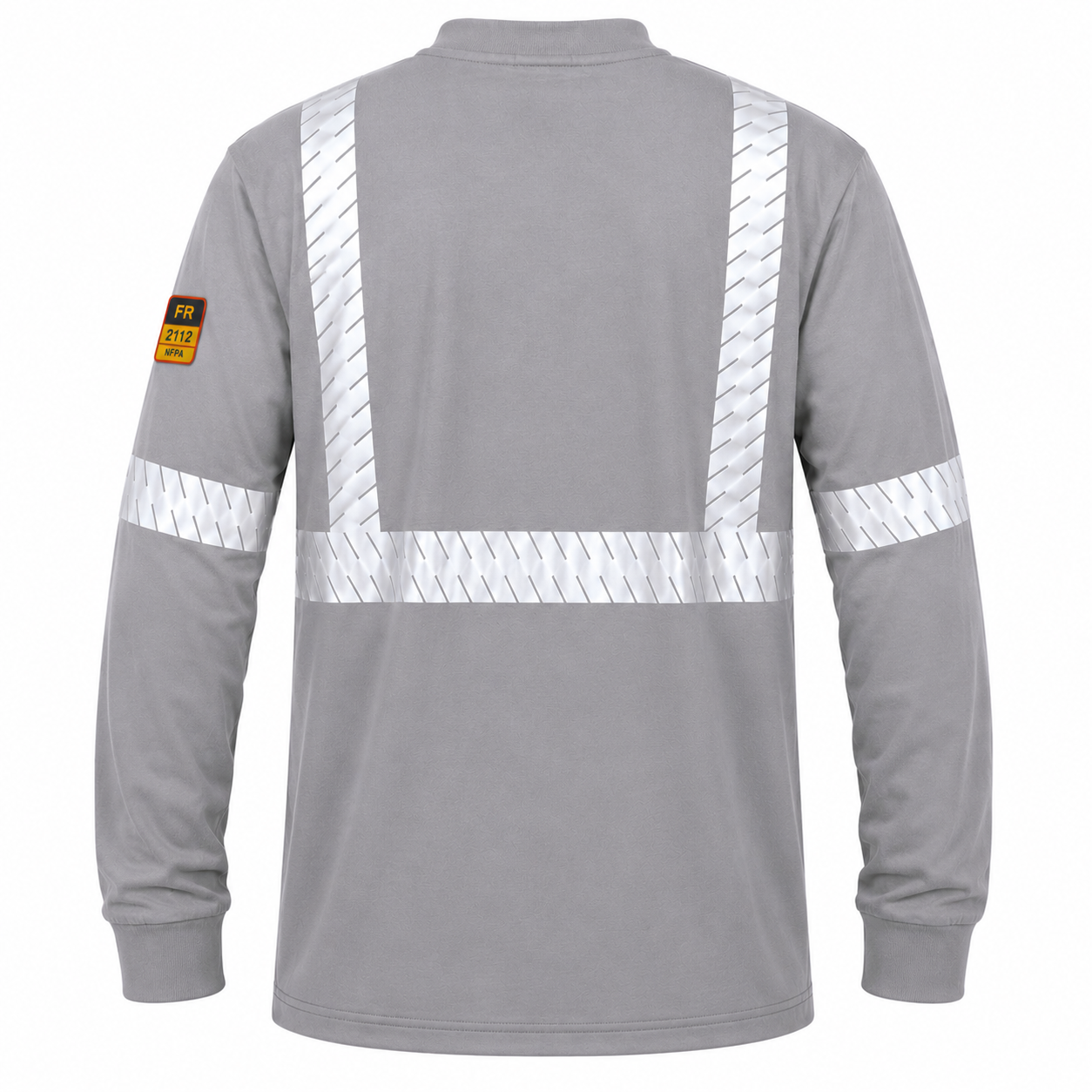 Flame Resistant High Visibility FR Hi Vis Reflective Henley Style T-Shirt  – 100% Cotton – 7 oz