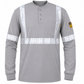 Flame Resistant High Visibility FR Hi Vis Reflective Henley Style T-Shirt  – 100% Cotton – 7 oz
