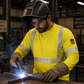 Flame Resistant High Visibility FR Hi Vis Reflective Henley Style T-Shirt  – 100% Cotton – 7 oz