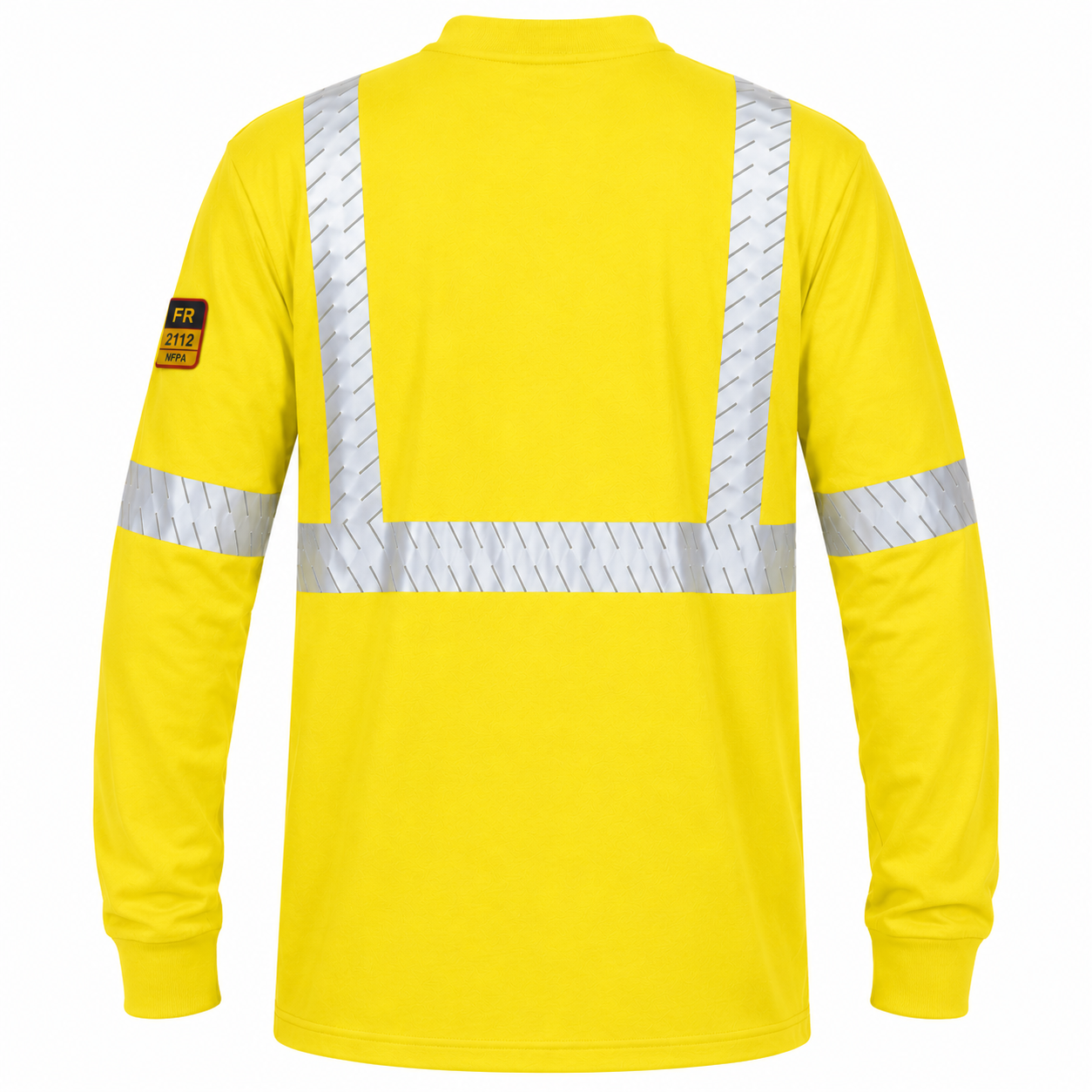 Flame Resistant High Visibility FR Hi Vis Reflective Henley Style T-Shirt  – 100% Cotton – 7 oz