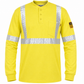 Flame Resistant High Visibility FR Hi Vis Reflective Henley Style T-Shirt  – 100% Cotton – 7 oz
