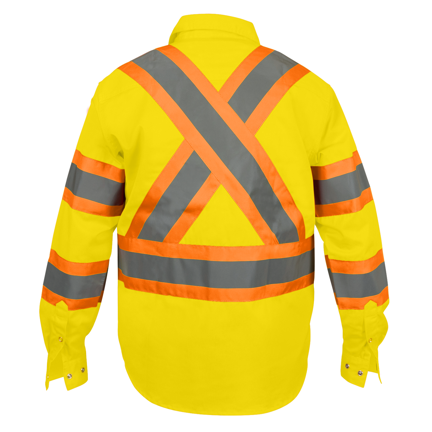 Premium Class 3 High Visibility Hi Vis Safety Shirt - Long Sleeve - 65% C35% N - 6 oz