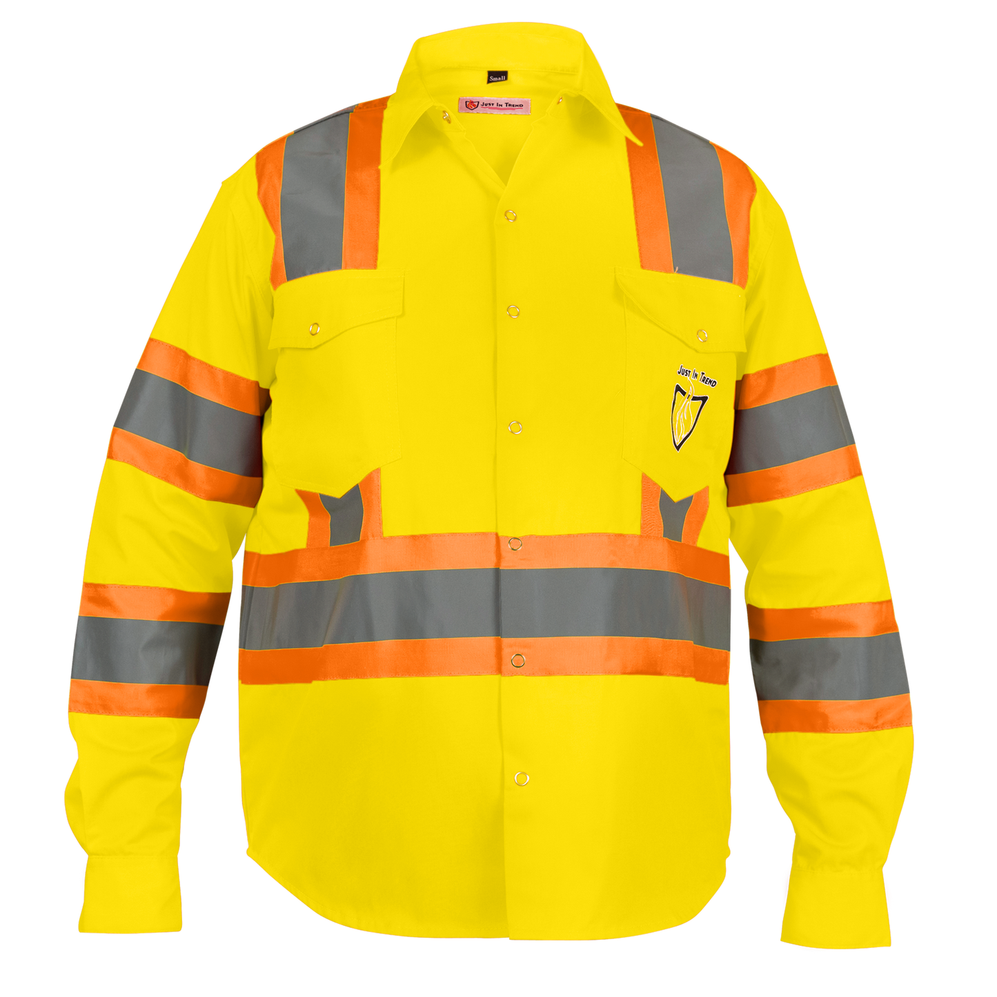 Premium Class 3 High Visibility Hi Vis Safety Shirt - Long Sleeve - 65% C35% N - 6 oz