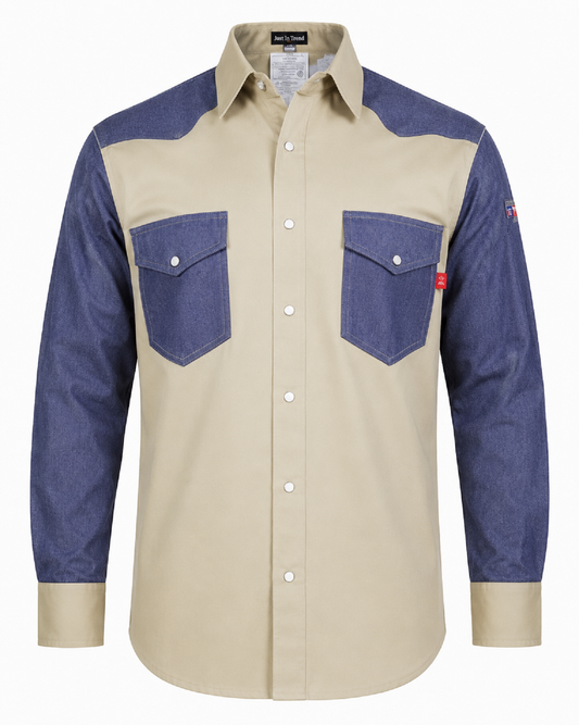 Flame Resistant FR Shirt - 88/12 - Western Style - Two Tone 7 oz