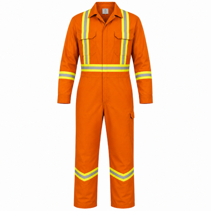 Flame Resistant Hi Vis Coverall with Leg Zipper