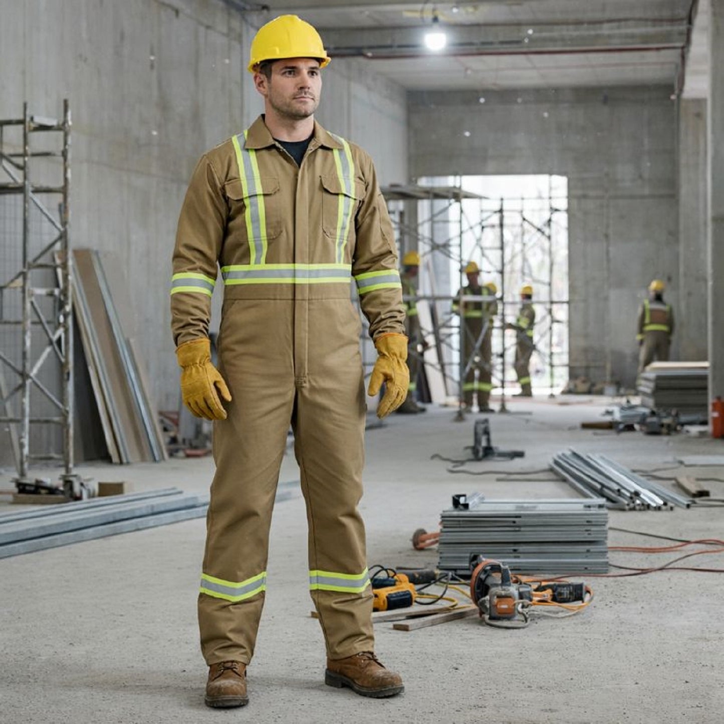 Safety Hi Vis Coverall with Leg Zipper – 100% Cotton, 7 oz