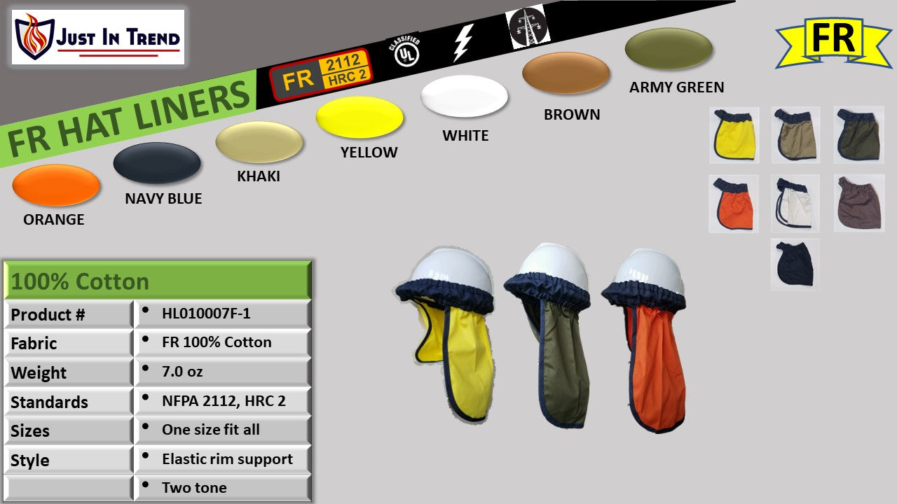 Flame Resistant Hat Liner - 100% Cotton