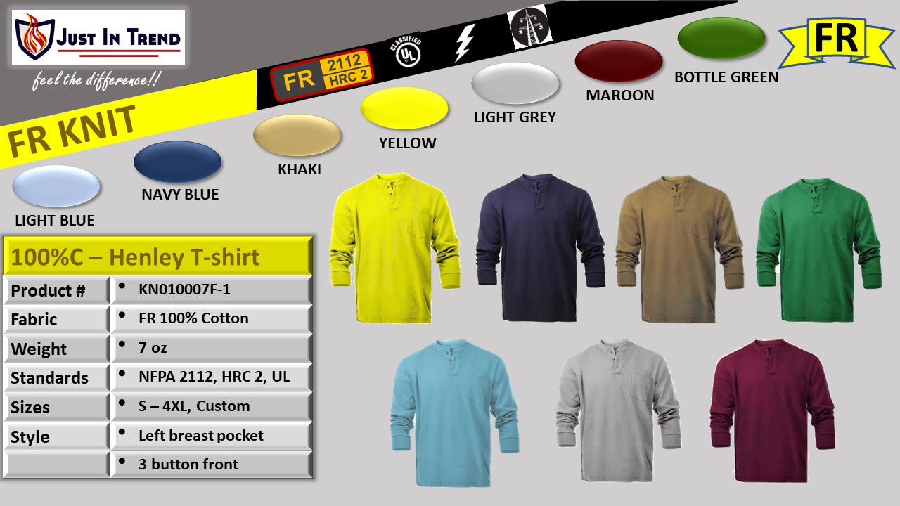 Flame Resistant Henley T-Shirts